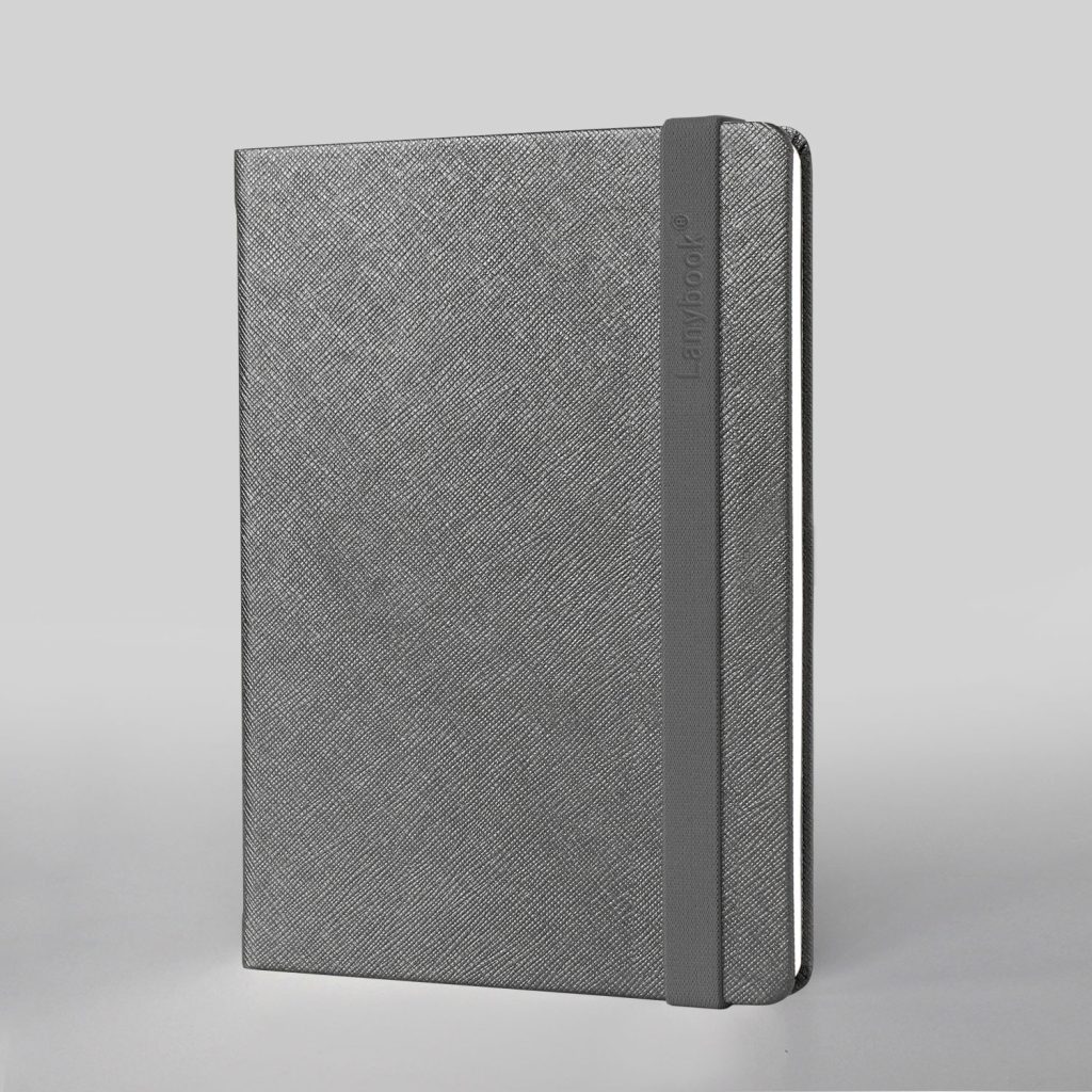 Lanybook® Notizbuch A5 in Anthrazit mit Saffiano Struktur und Lanyband, hochwertiges Business Notizbuch